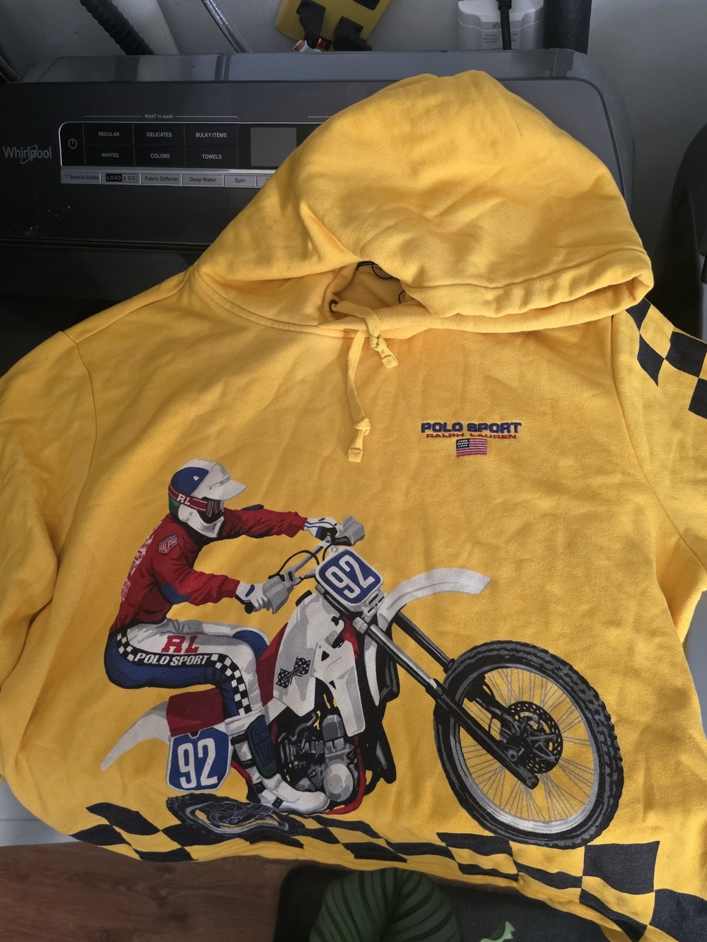 Polo by Ralph Lauren Men Yellow Motor Bike Graphic Hoodie